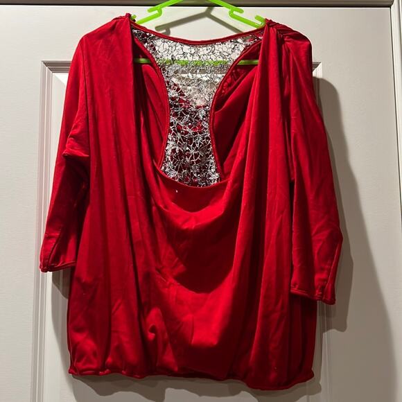 Sugar lips size large draped long sleeve red top - Picture 1 of 5